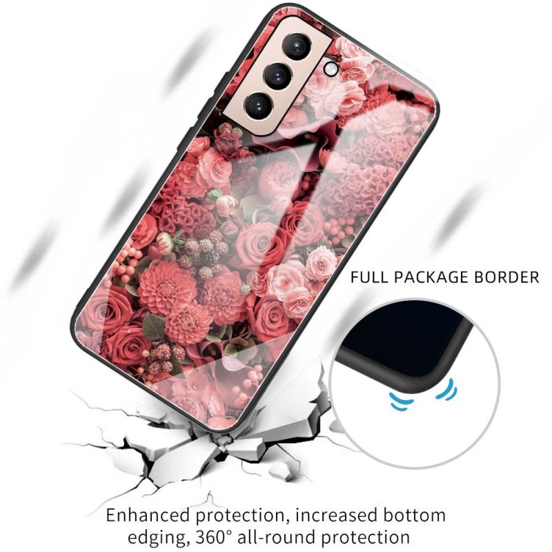 Coque Samsung Galaxy S22 5G Verre trempé Fleurs Roses