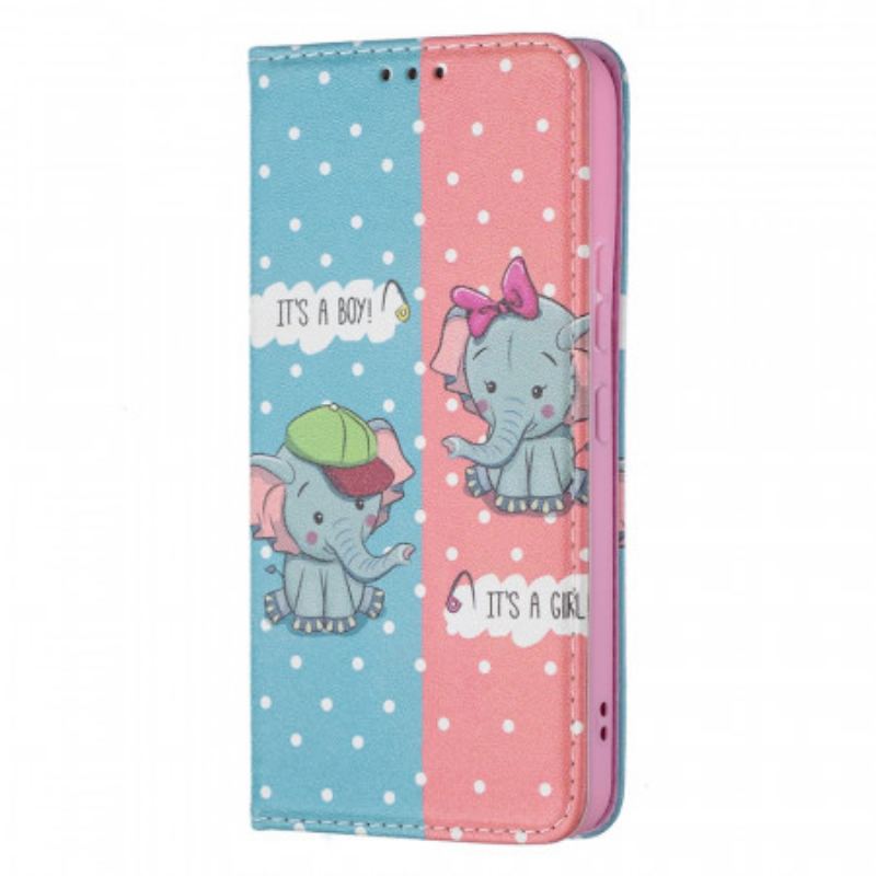 Flip Cover Samsung Galaxy S22 5G Bébés Éléphants