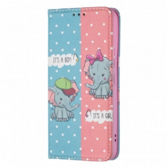 Flip Cover Samsung Galaxy S22 5G Bébés Éléphants