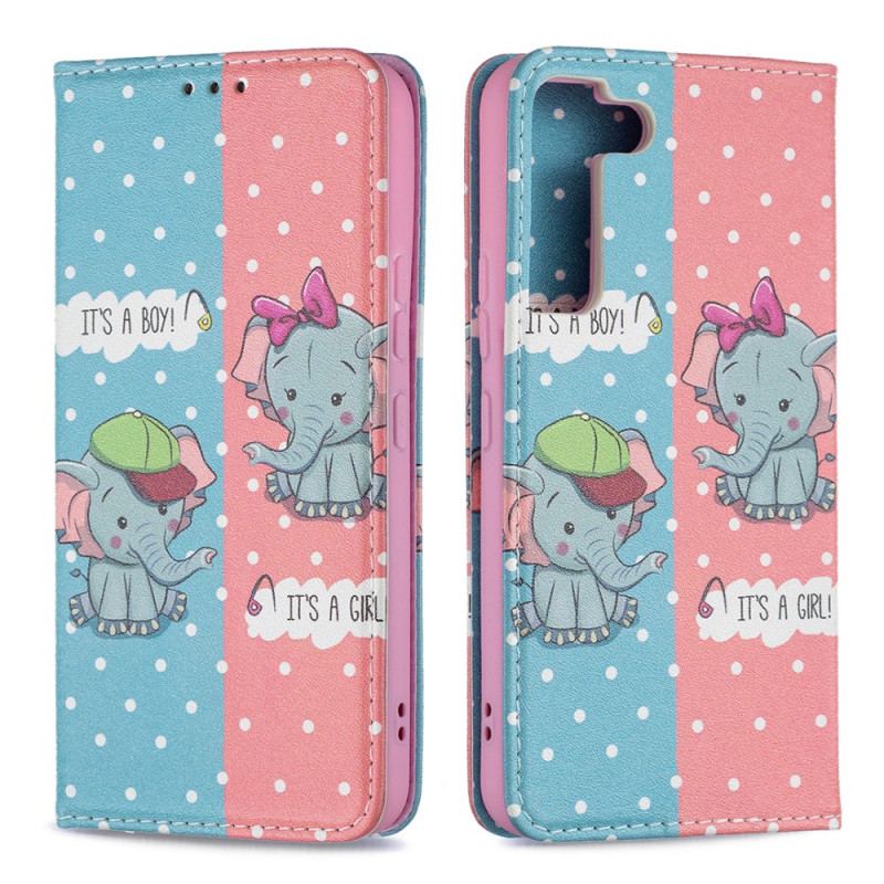 Flip Cover Samsung Galaxy S22 5G Bébés Éléphants