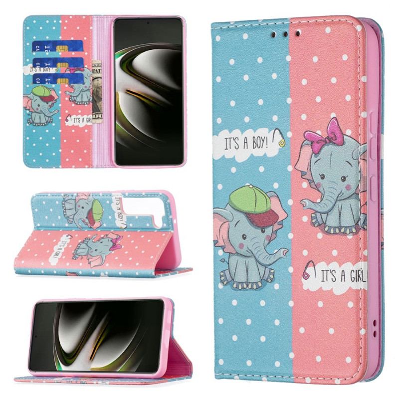 Flip Cover Samsung Galaxy S22 5G Bébés Éléphants