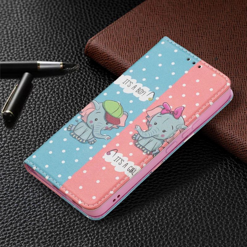 Flip Cover Samsung Galaxy S22 5G Bébés Éléphants