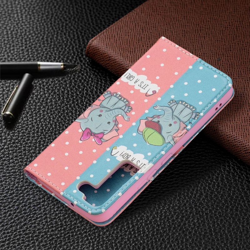 Flip Cover Samsung Galaxy S22 5G Bébés Éléphants