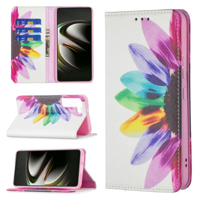 Flip Cover Samsung Galaxy S22 5G Fleur Aquarelle