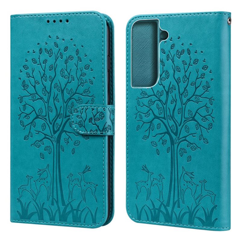 Housse Samsung Galaxy S22 5G Arbre et Cerfs