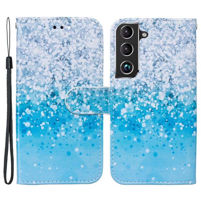 Housse Samsung Galaxy S22 5G Dégradé Paillettes Bleues