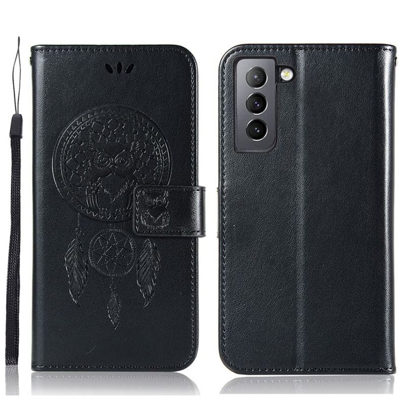 Housse Samsung Galaxy S22 5G Effet Cuir Attrape Rêves Hibou