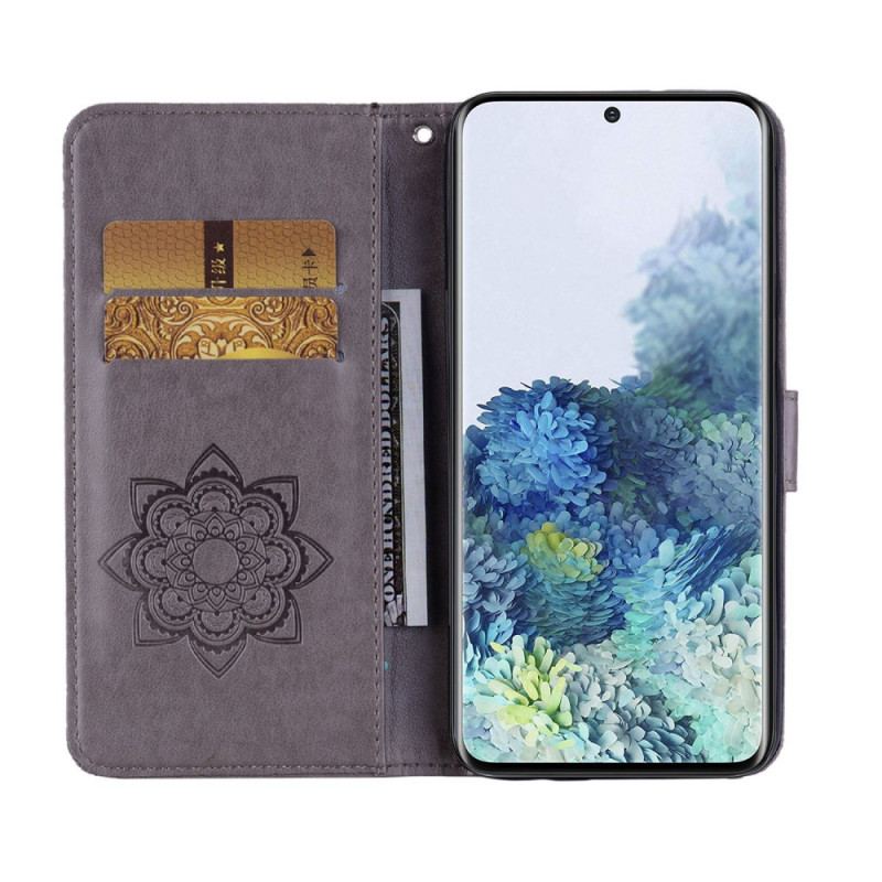 Housse Samsung Galaxy S22 5G Hibou Mandala et Breloque