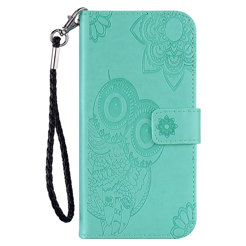 Housse Samsung Galaxy S22 5G Hibou Mandala et Lanière