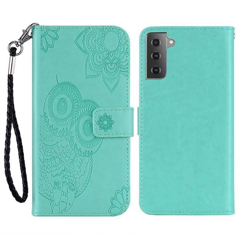 Housse Samsung Galaxy S22 5G Hibou Mandala et Lanière