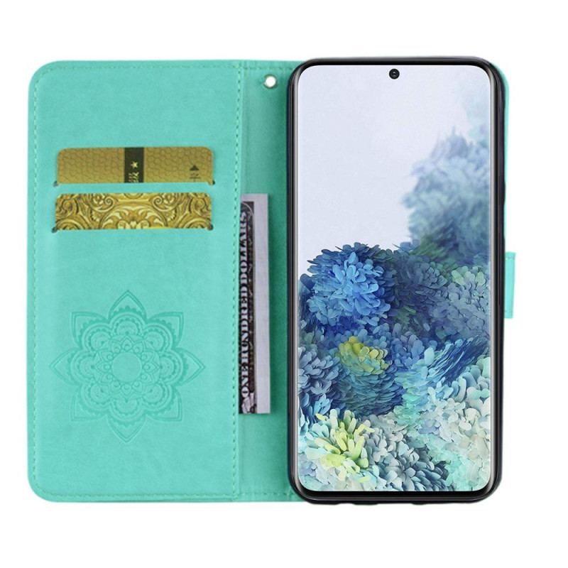 Housse Samsung Galaxy S22 5G Hibou Mandala et Lanière