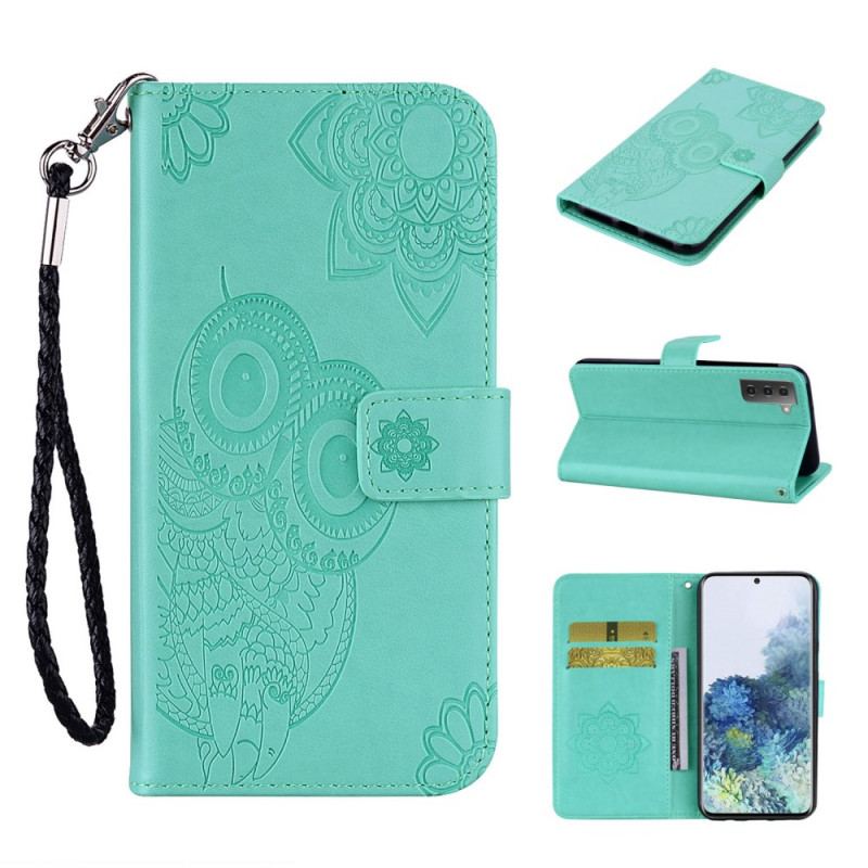 Housse Samsung Galaxy S22 5G Hibou Mandala et Lanière