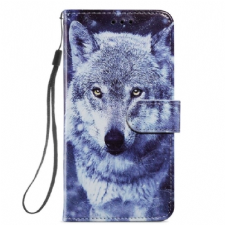 Housse Samsung Galaxy S22 5G Magnifiques Loups avec Lanière