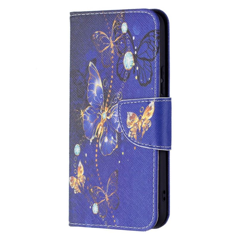 Housse Samsung Galaxy S22 5G Papillons Dorés