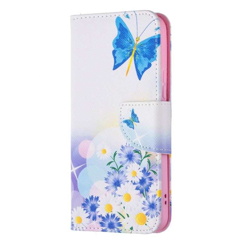 Housse Samsung Galaxy S22 5G Papillons et Fleurs Peints