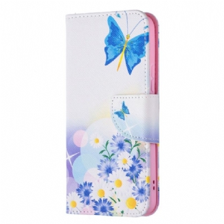 Housse Samsung Galaxy S22 5G Papillons et Fleurs Peints