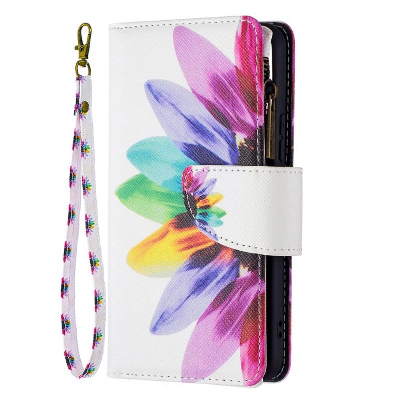 Housse Samsung Galaxy S22 5G Poche Zippée Fleur