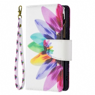 Housse Samsung Galaxy S22 5G Poche Zippée Fleur