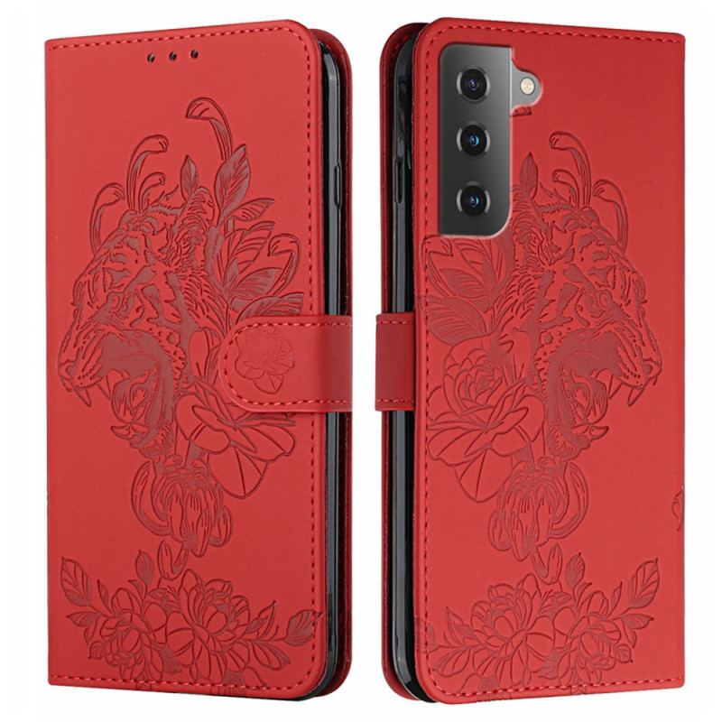 Housse Samsung Galaxy S22 5G Tigre Baroque à Lanière