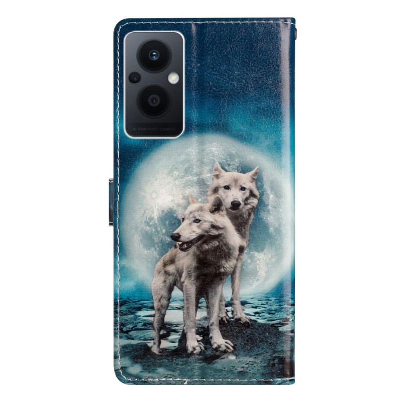 Housse Oppo Reno 8 Lite Loup à Lanière