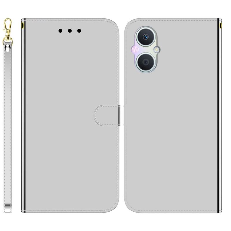 Housse Oppo Reno 8 Lite Simili Cuir Miroir avec Lanière