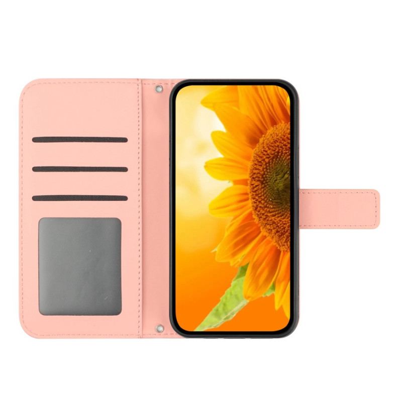 Housse Oppo Reno 8 Lite Tournesol à Bandoulière