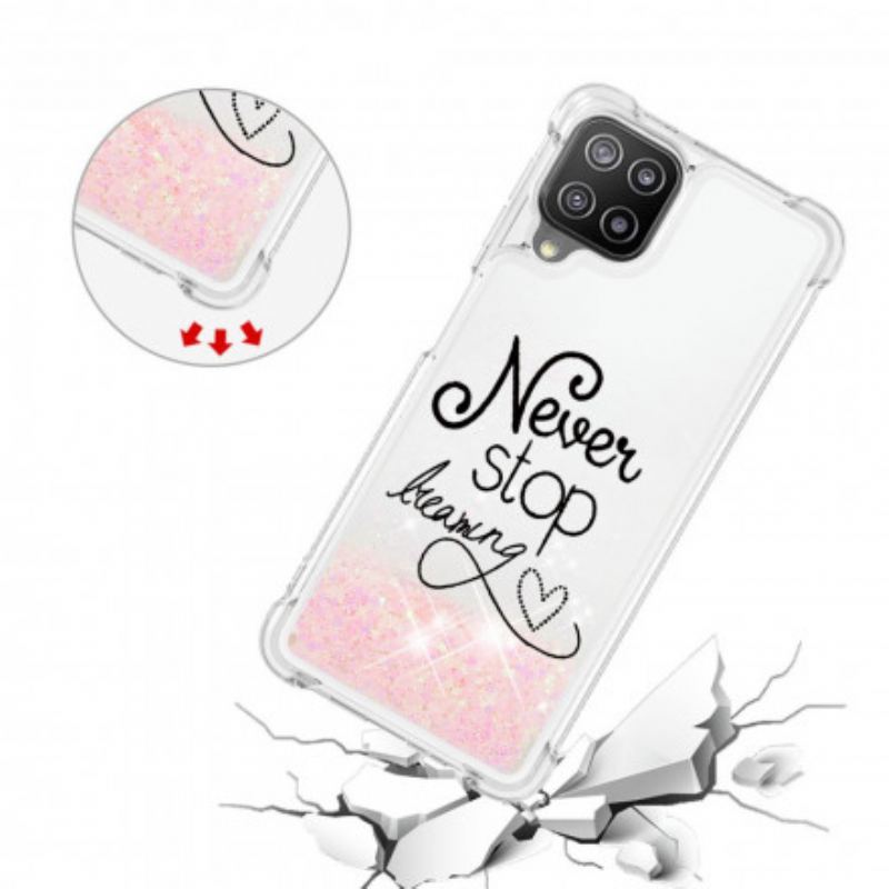 Coque Samsung Galaxy A22 4G Never Stop Dreaming Paillettes