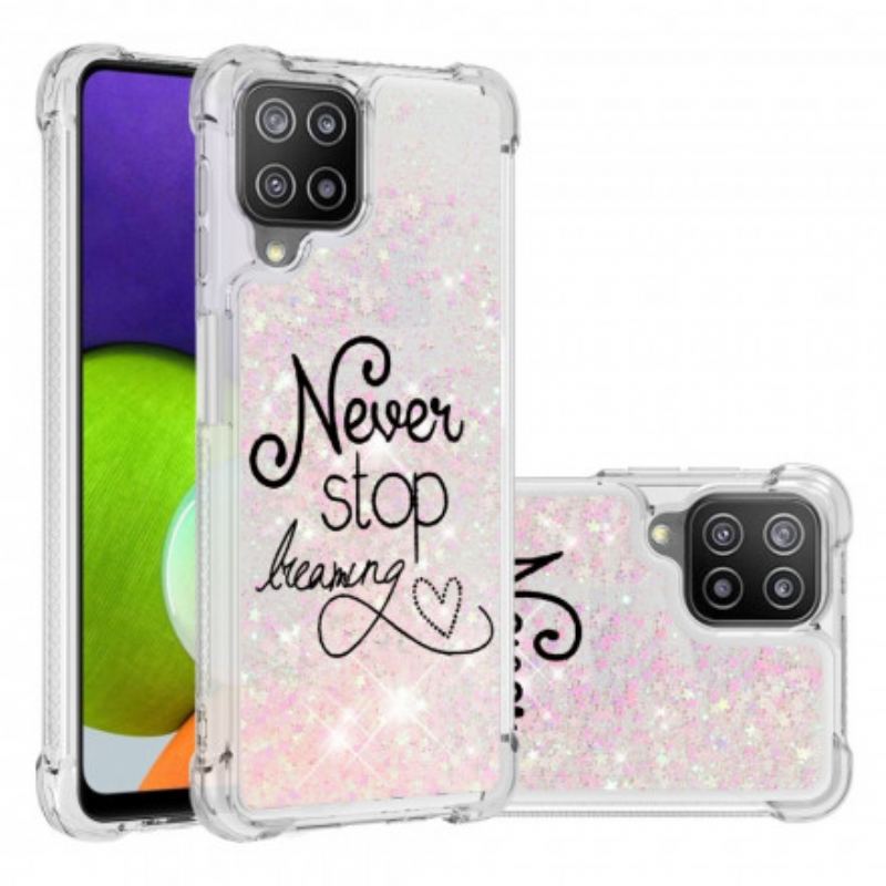 Coque Samsung Galaxy A22 4G Never Stop Dreaming Paillettes