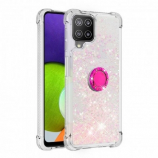 Coque Samsung Galaxy A22 4G Paillettes avec Anneau-Support