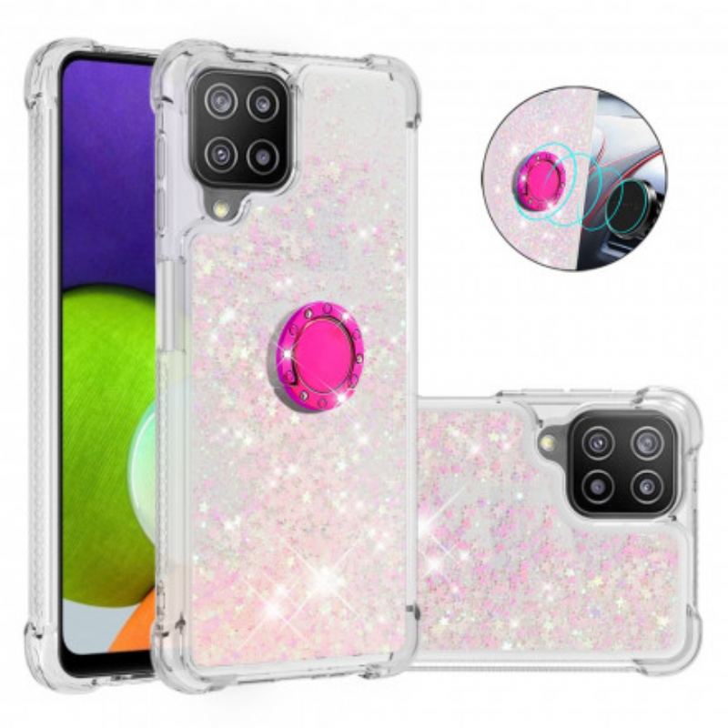 Coque Samsung Galaxy A22 4G Paillettes avec Anneau-Support