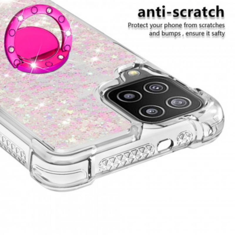 Coque Samsung Galaxy A22 4G Paillettes avec Anneau-Support