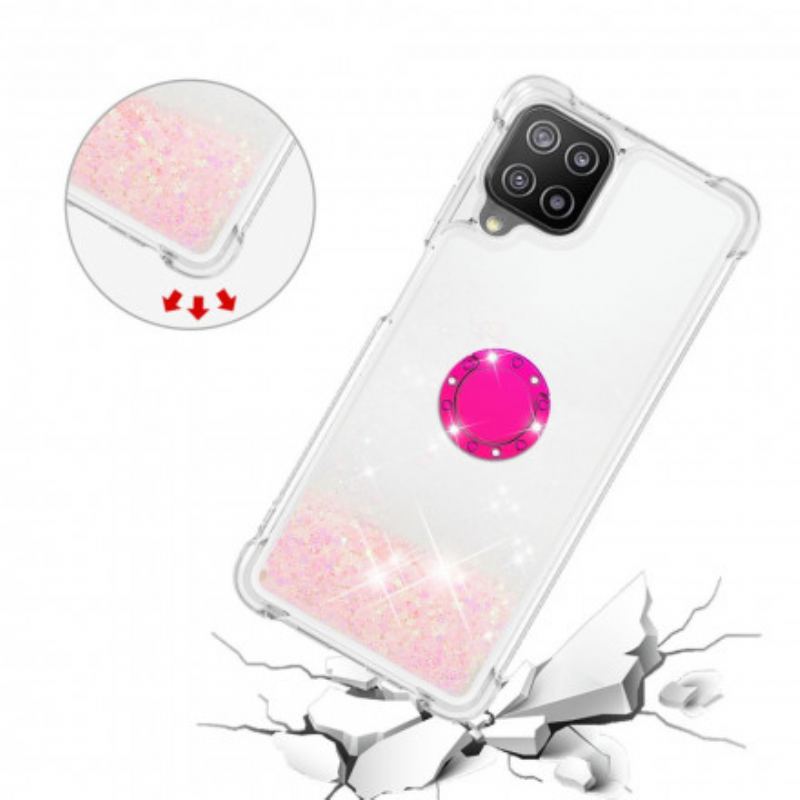 Coque Samsung Galaxy A22 4G Paillettes avec Anneau-Support