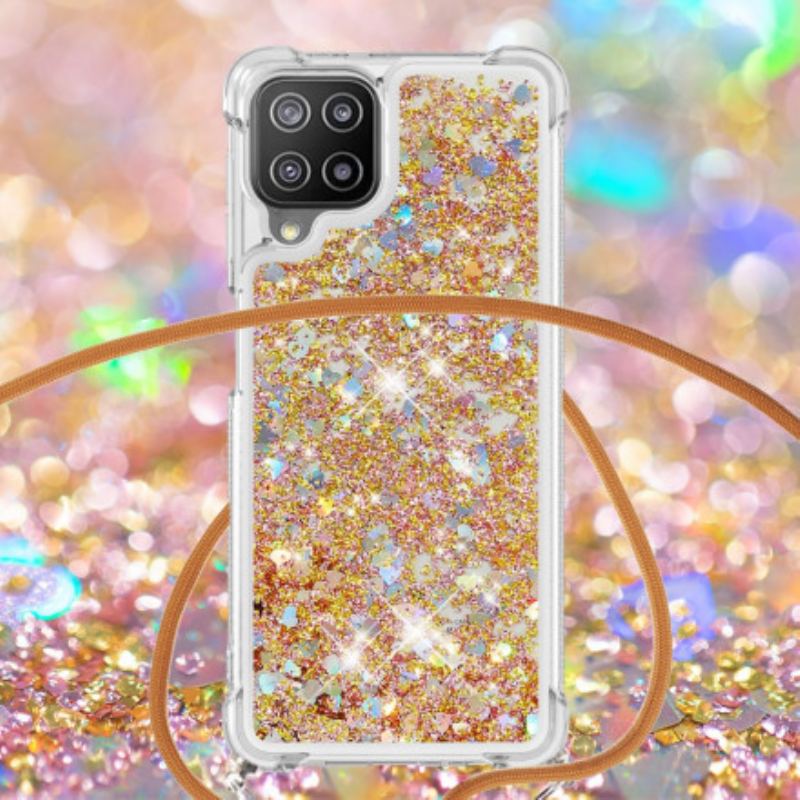 Coque Samsung Galaxy A22 4G Paillettes et Cordon