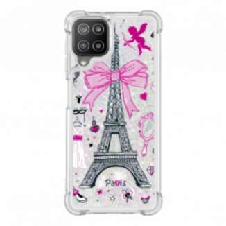 Coque Samsung Galaxy A22 4G La Tour Eiffel Paillettes