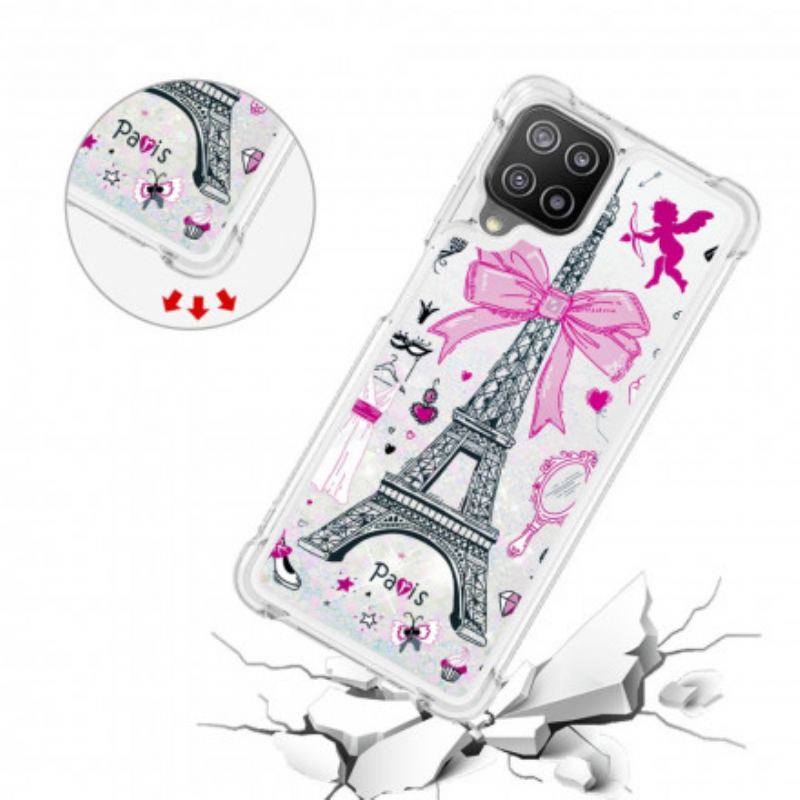 Coque Samsung Galaxy A22 4G La Tour Eiffel Paillettes