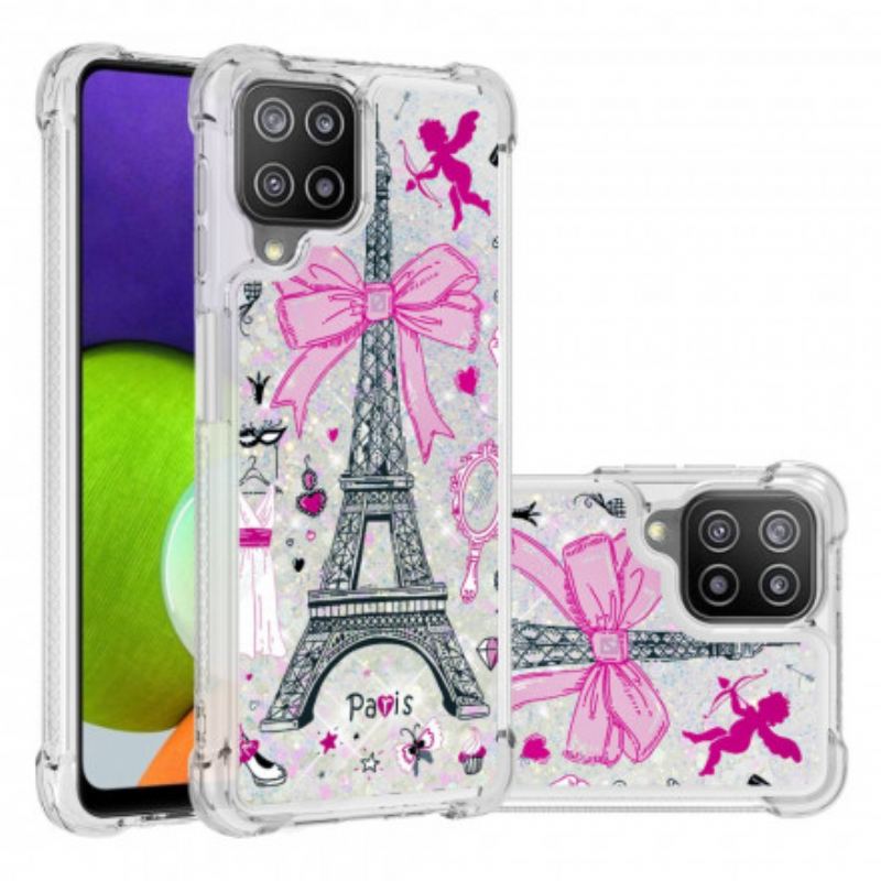 Coque Samsung Galaxy A22 4G La Tour Eiffel Paillettes