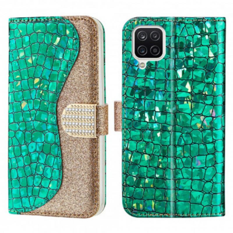 Housse Samsung Galaxy A22 4G Croco Diamants