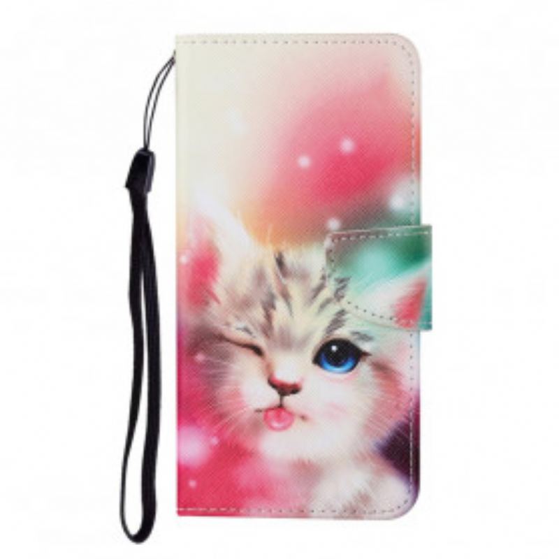 Housse Samsung Galaxy A22 4G Cutie Cat avec Lanière