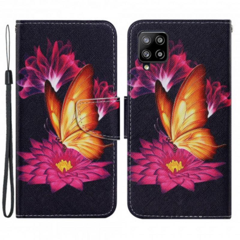 Housse Samsung Galaxy A22 4G Papillon et Lotus