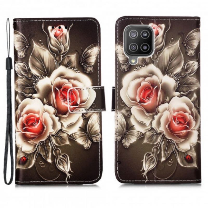 Housse Samsung Galaxy A22 4G Roses Dorées