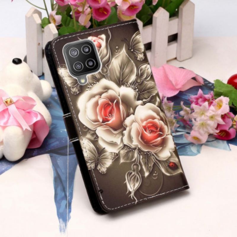 Housse Samsung Galaxy A22 4G Roses Dorées