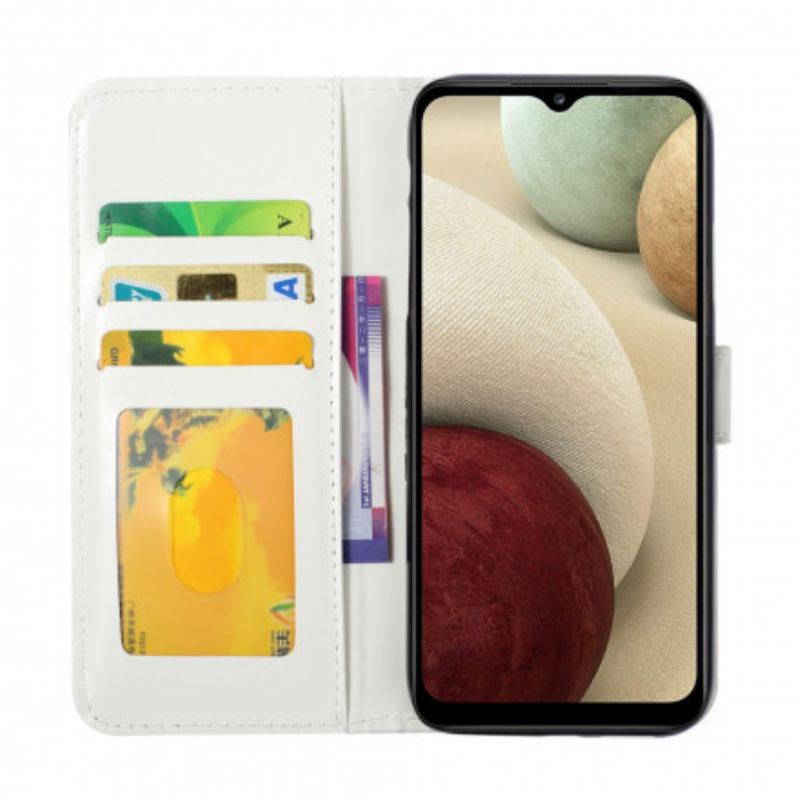 Housse Samsung Galaxy A22 4G Vol de Papillons à Lanière