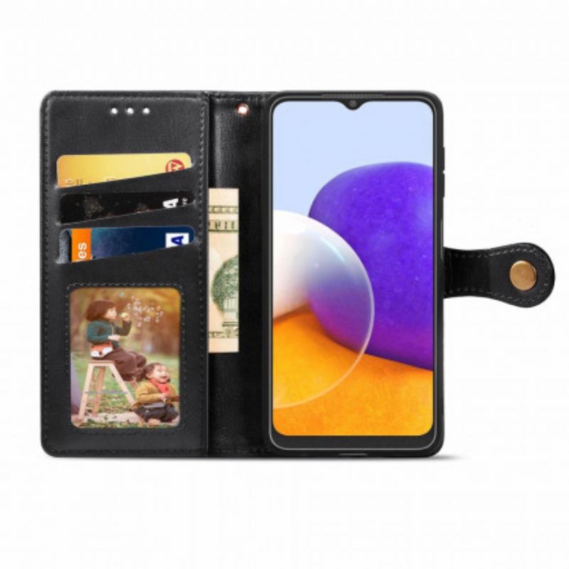 Housse Samsung Galaxy A22 5G Simili Cuir et Fermoir Vintage