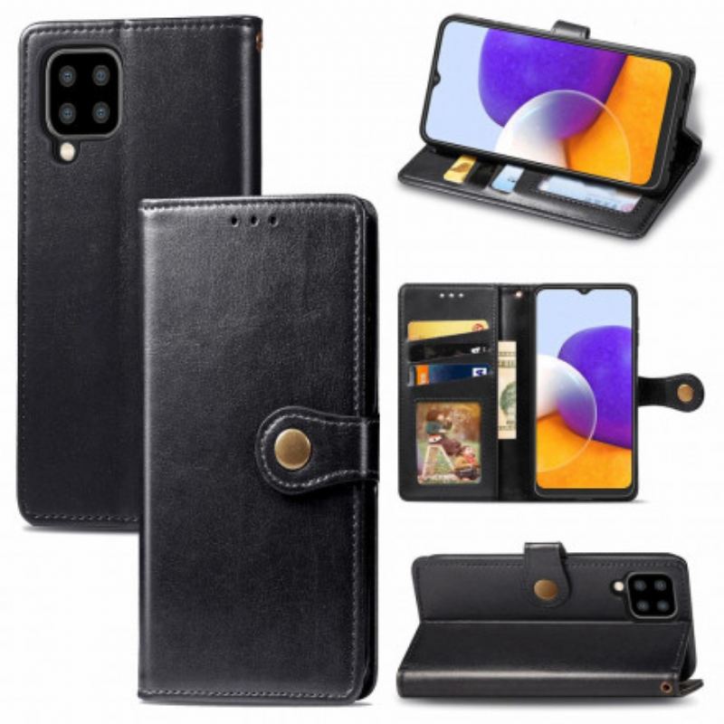 Housse Samsung Galaxy A22 5G Simili Cuir et Fermoir Vintage