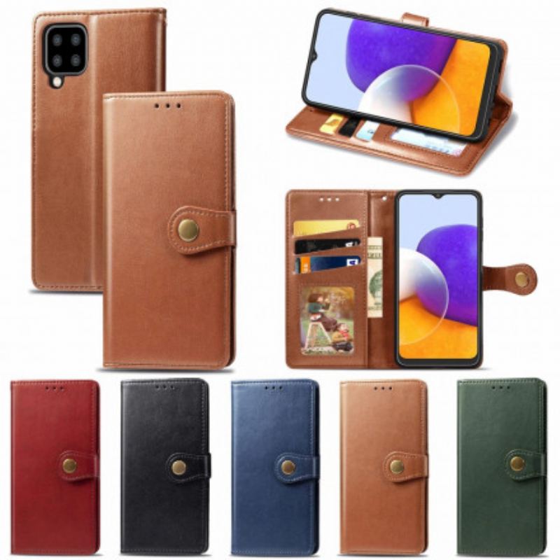 Housse Samsung Galaxy A22 5G Simili Cuir et Fermoir Vintage