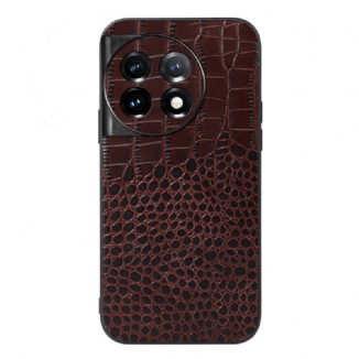 Coque OnePlus 11 5G Cuir Véritable Texture Crocodile