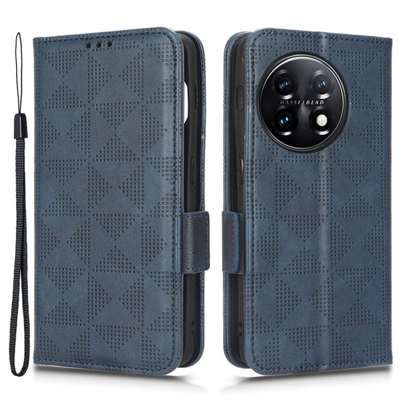 Housse OnePlus 11 5G Double Rabat et Motif Triangle