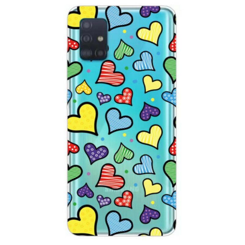 Coque Samsung Galaxy A71 Coeurs Multicolors