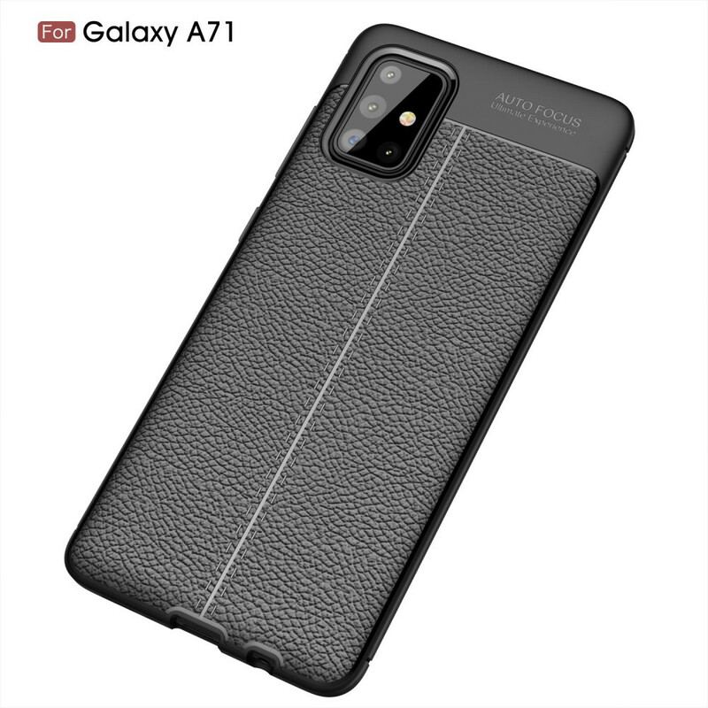 Coque Samsung Galaxy A71 Effet Cuir Litchi Double Line