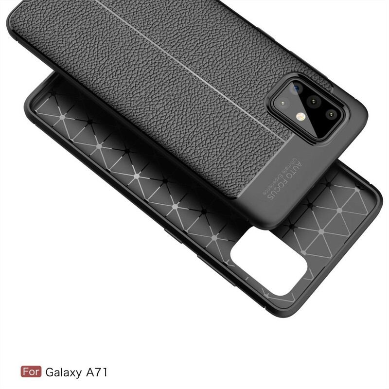 Coque Samsung Galaxy A71 Effet Cuir Litchi Double Line